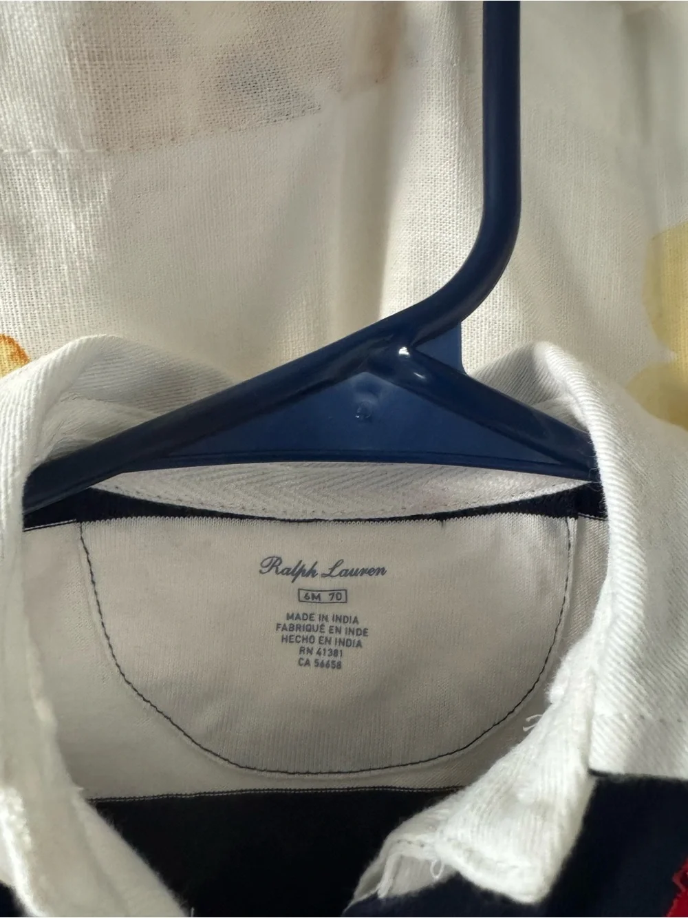 Ralph Lauren Blue/White Striped Baby Romper